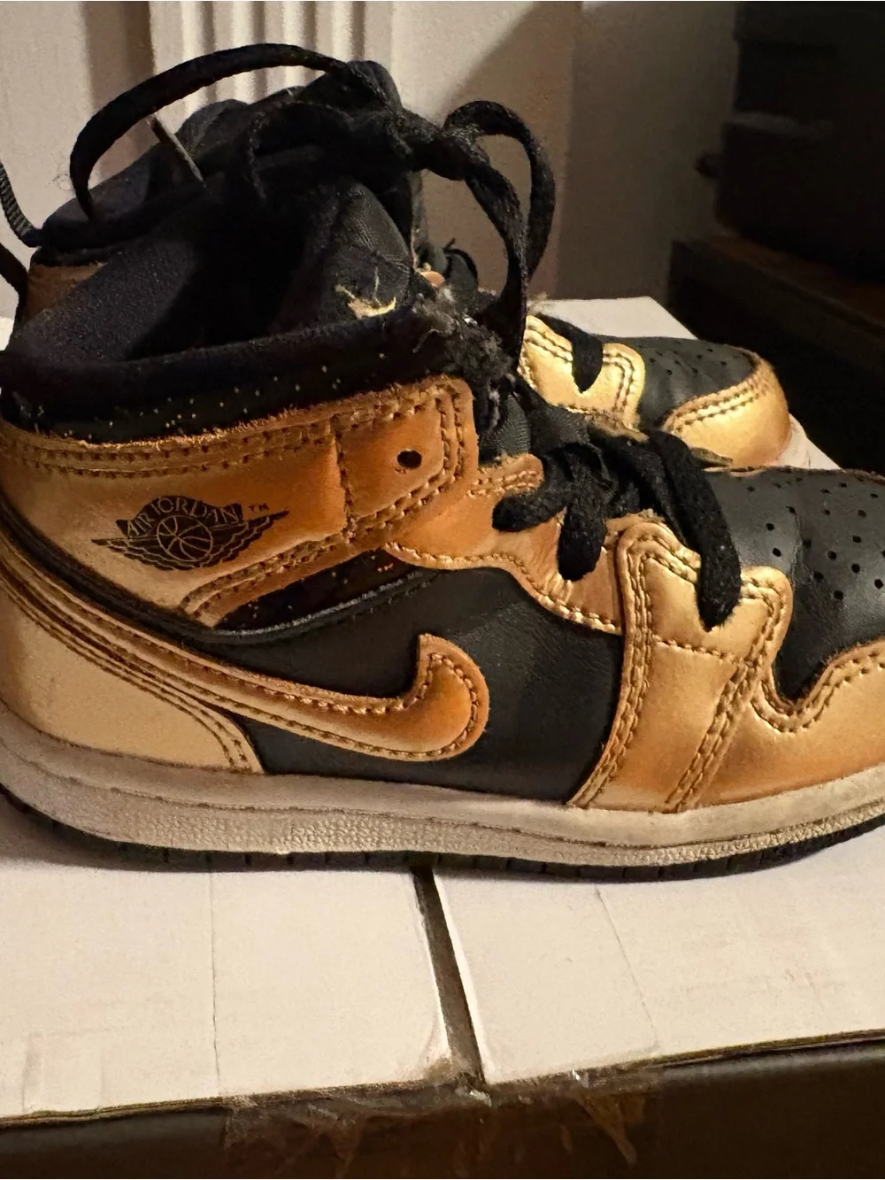 Nike Kids Black and Gold High-Top Sneakers